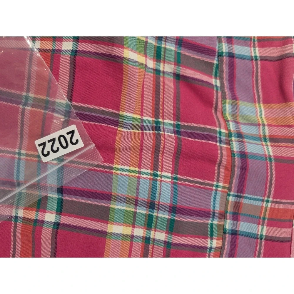 Polo‎ Ralph Lauren Shirt Pink Large Flap Pocket Plaid Custom Fit Button Up Slim